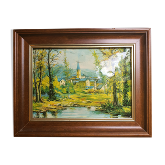 Village and forest painting