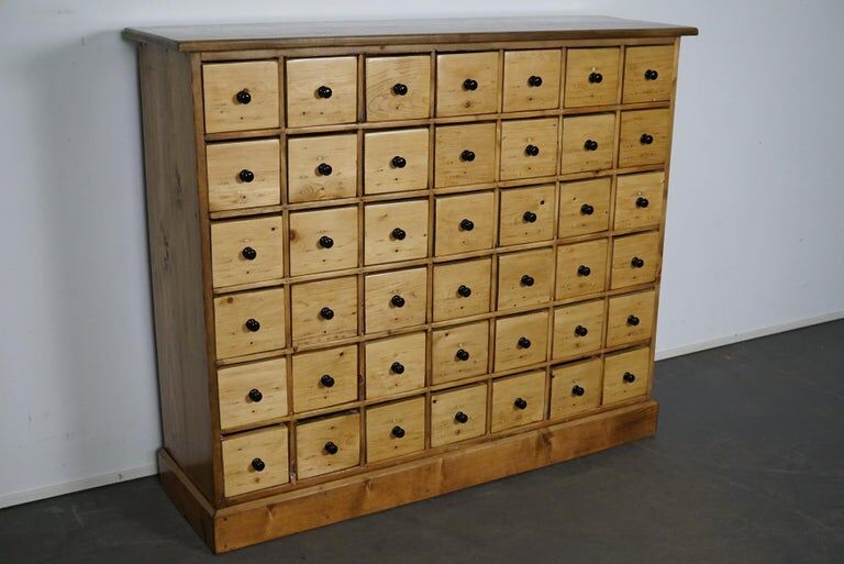 Vintage apothecary furniture in pine Netherlands 1950s