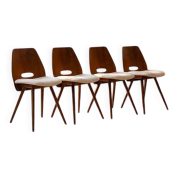 Set of 4 vintage chairs Tatra Pravenec “Gentleman” mid-20th century, Czechoslovakia, 81 × 39 × 40 cm