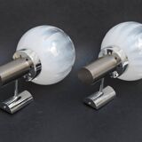 Pair of wall lamps Mazzega opalescent Murano Italy