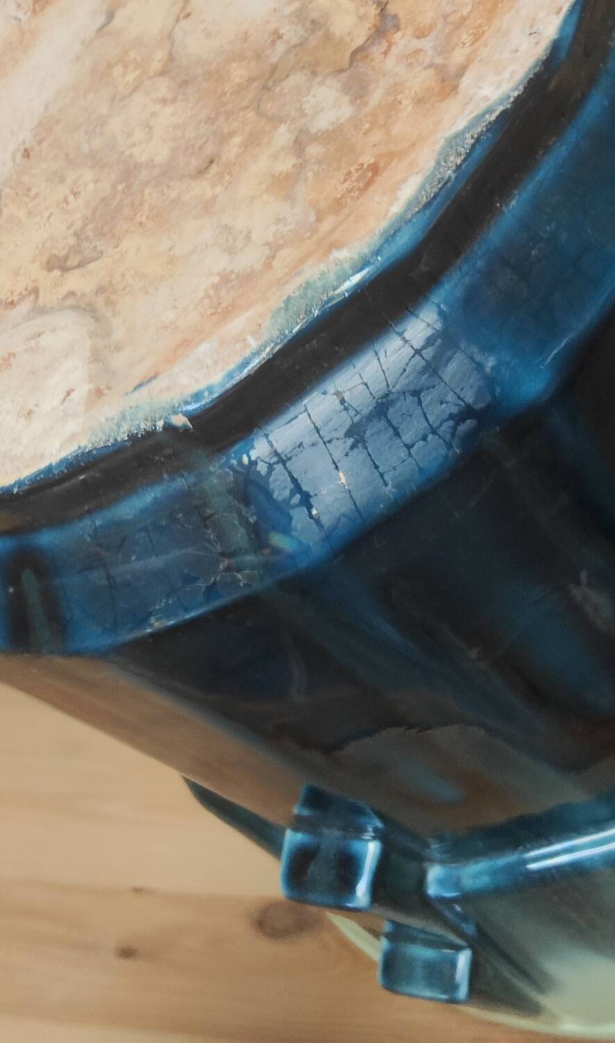 Iridescent Art Deco earthenware planter