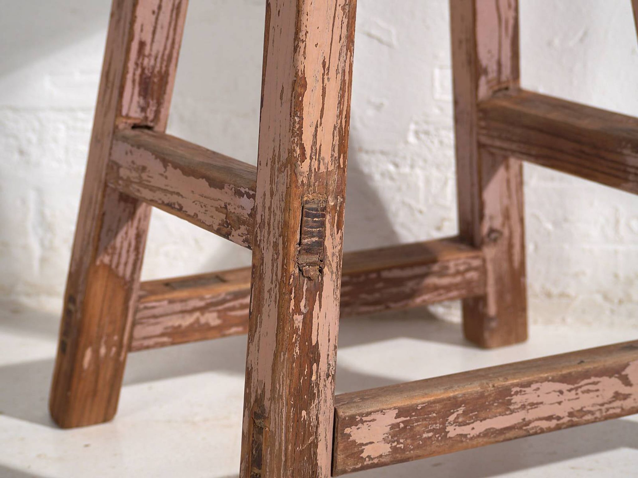Tabouret ancien à patine rose (c.1900) #8
