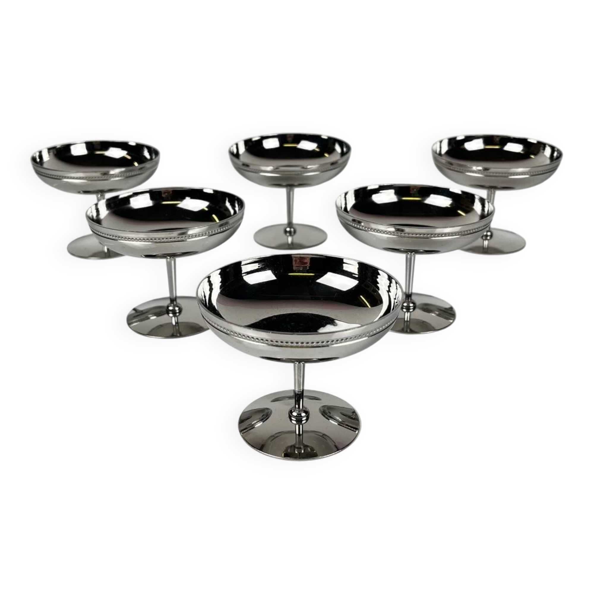 Set de 6 coupes à glace en inox, 1970