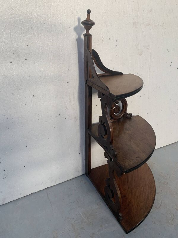 Etagère d'angle Napoléon III en noyer massif XIX siècle