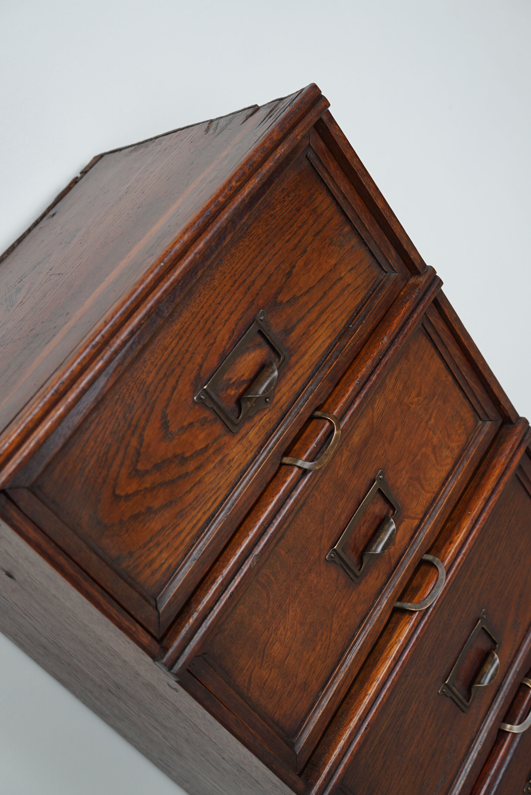 Belgian oak apothecary / filing cabinet folding doors, 1920/30s