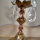 Rococo lamp, chiseled bronze base, fake candle and crystal pendants