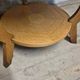 Vintage round wooden coffee table with lower shelf, 20th century