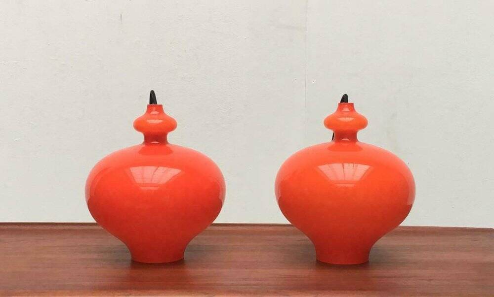 Mid-century Swedish space-age glass pendant lamp by Hans-Agne Jakobsson for Staff and Holmegaard, 1960s.