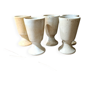 5 vintage 1960s/70s light pyrite stone coffee/tea mugs