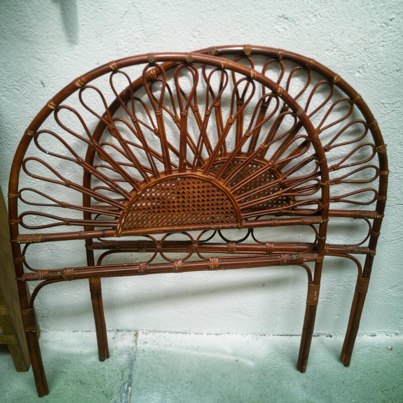 Vintage headboard in rattan and caning