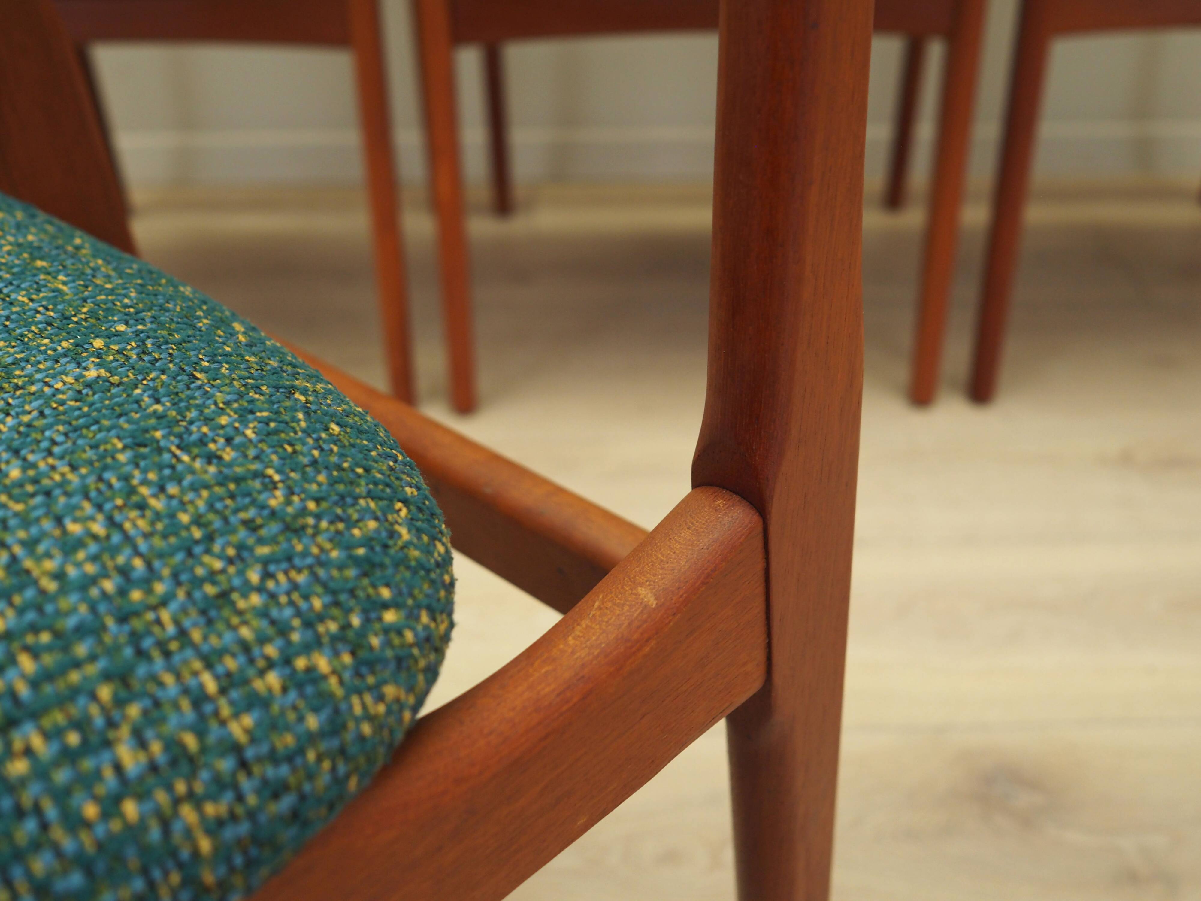 Set of six teak chairs, Danish design, 1960s, manufacture: N. & K. Bundgaar