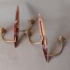 Pair of wood and gilded brass sconces 1950 boat hulls with 2 lights.