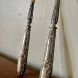 Horn and silver-plated salad cutlery, early 20th century.