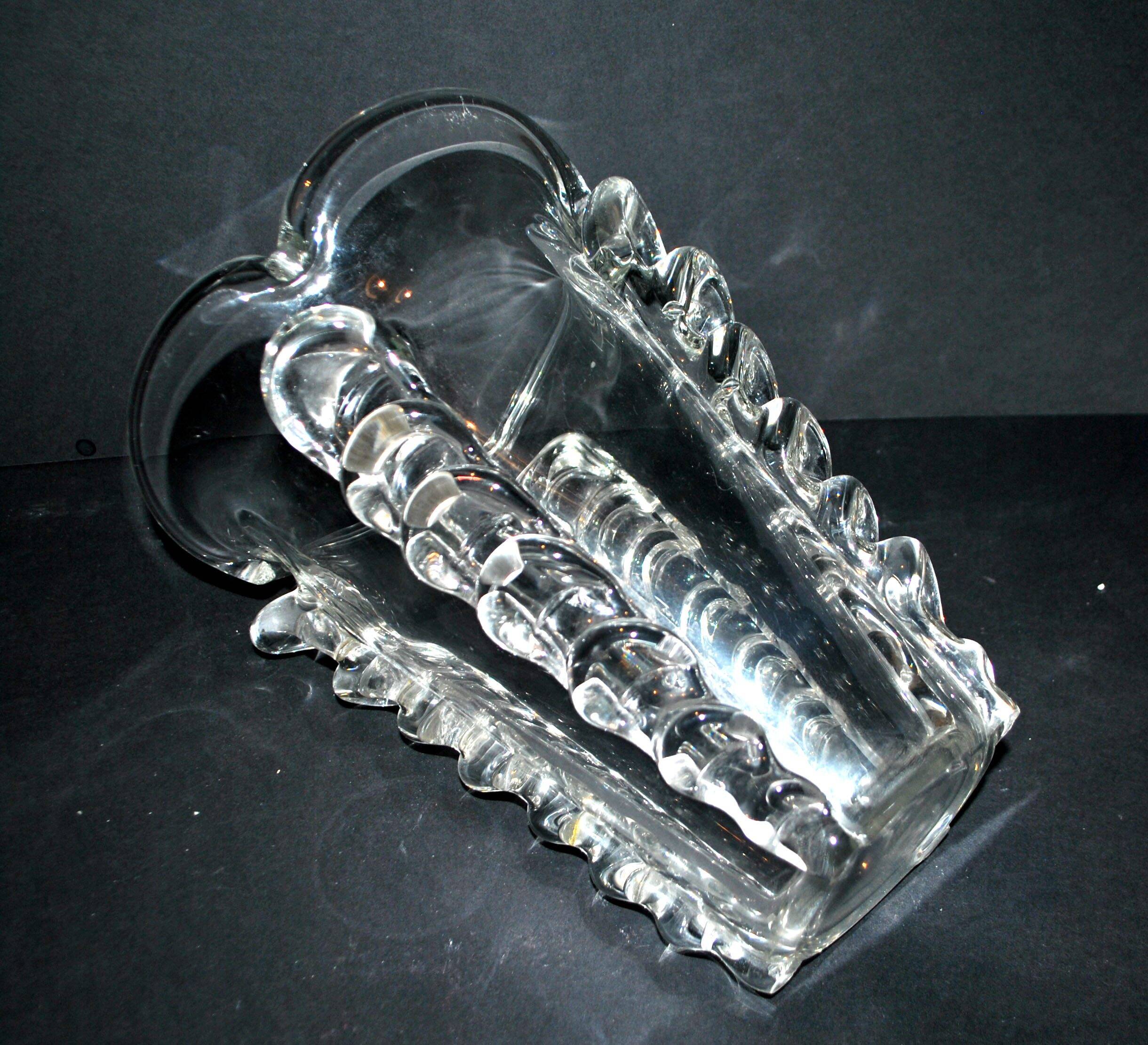 Vintage Vallerysthal blown crystal vase H26.5cm