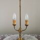 2 Light French Vintage Brass Boulotte Table Lamp With Cream Fabric Shade