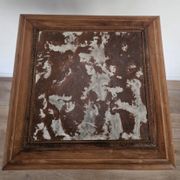High plant stand in carved wood and Art Nouveau marble.