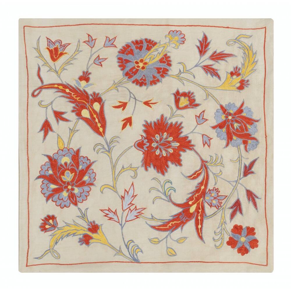 SET OF 2 - 100% Silk Cushion Covers. Embroidered Accent Pillows. Traditional Throw Pillows