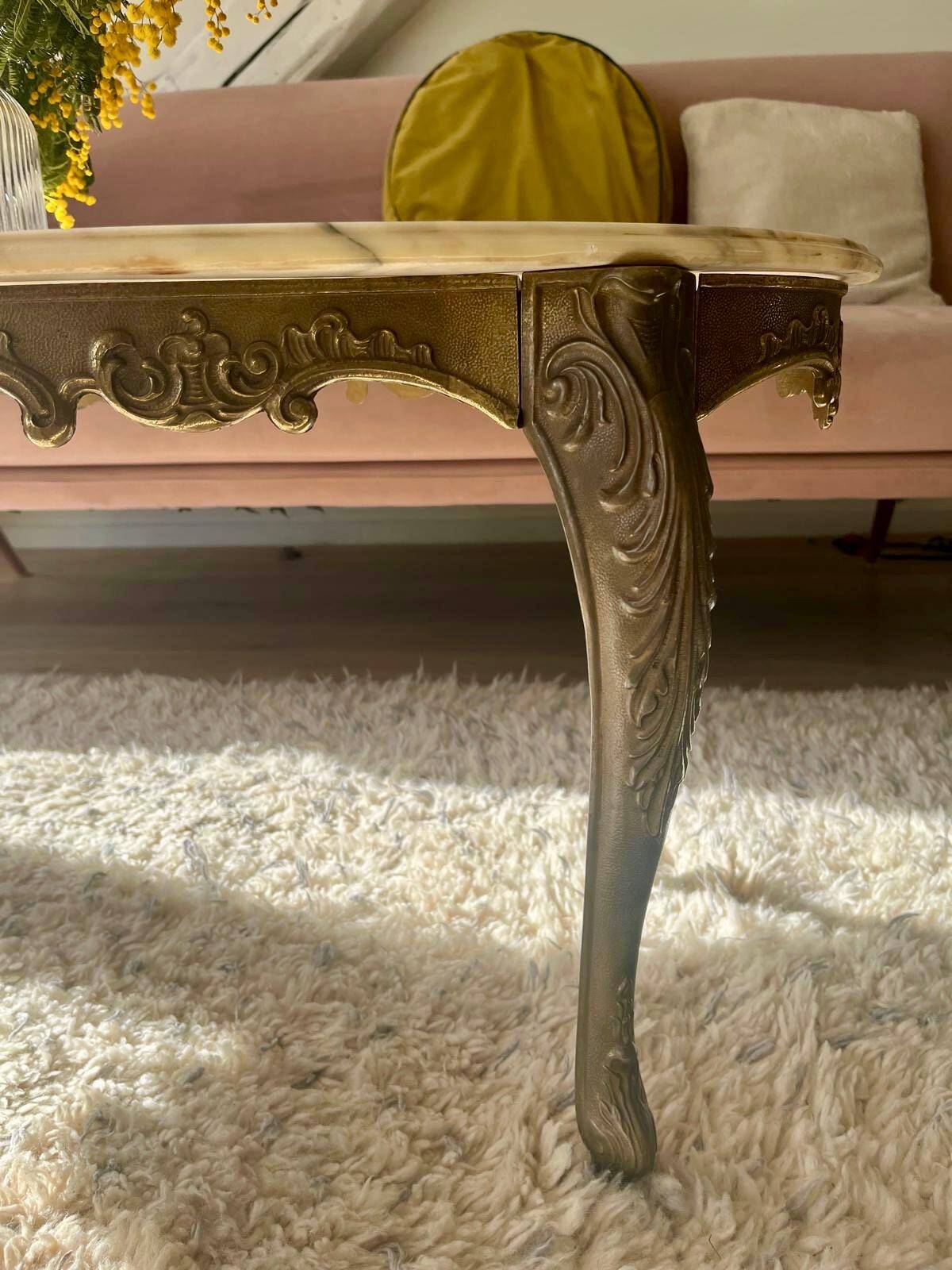 Vintage marble and brass coffee table