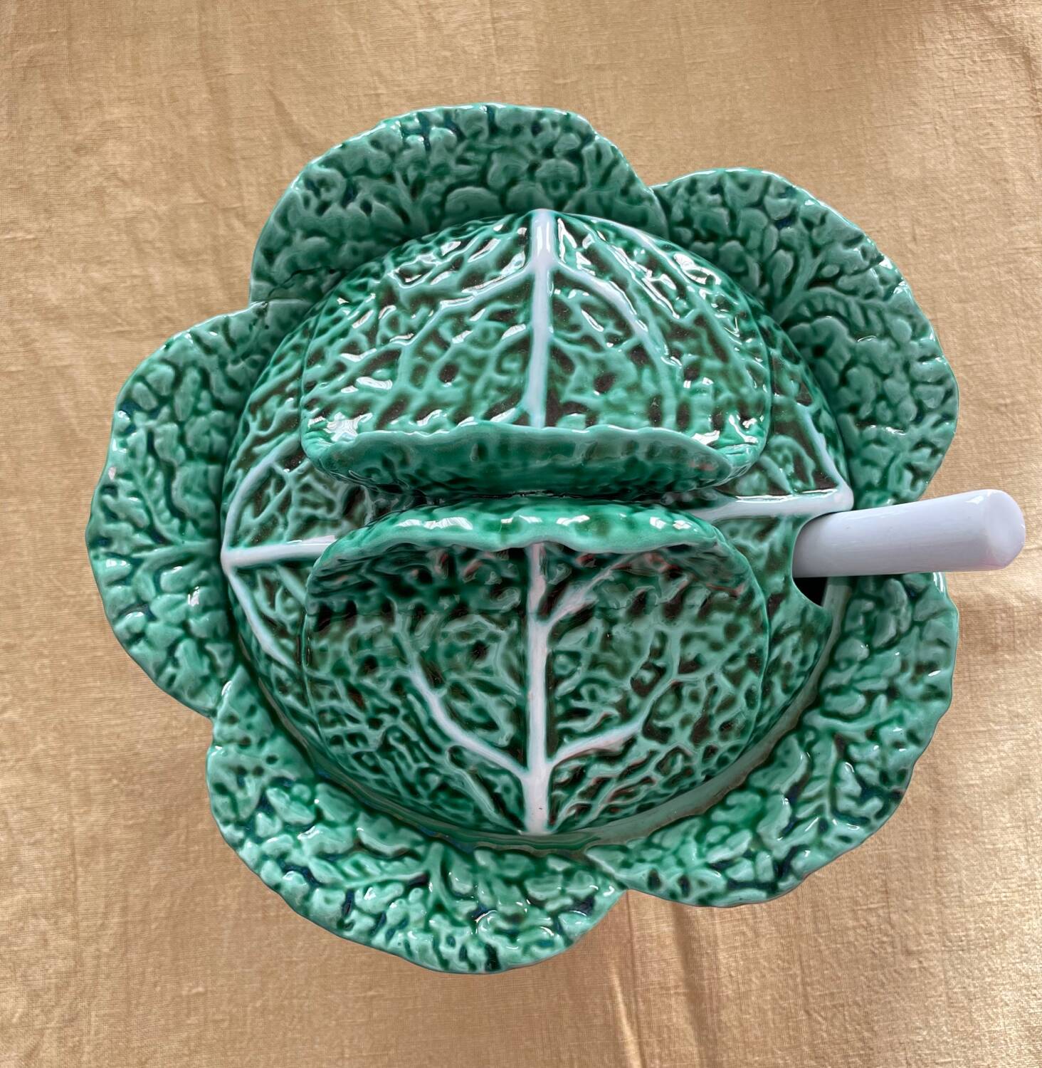 Tureen slush green cabbage with its spoon