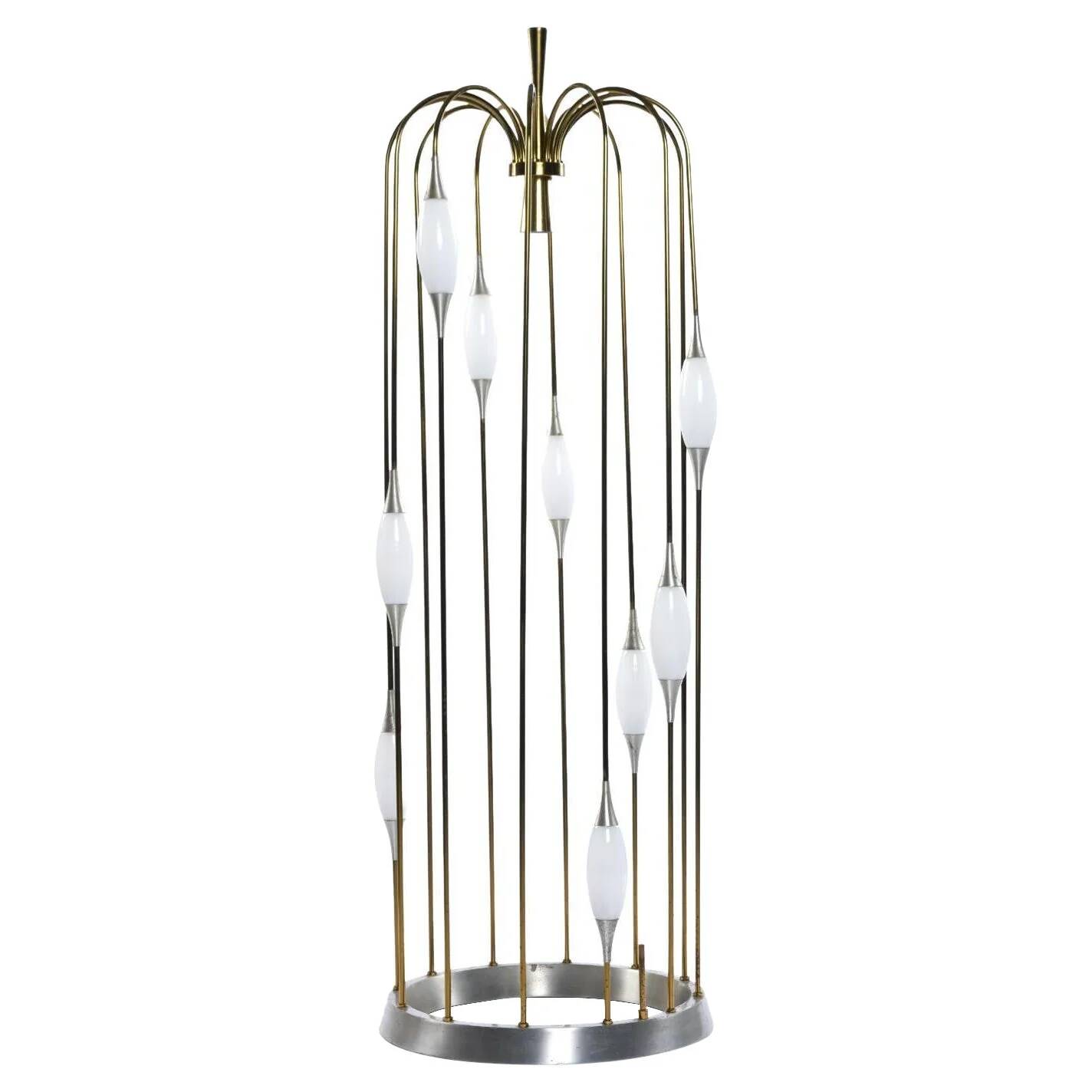 Lampadaire cascade en métal doré, années 1970