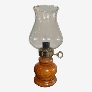 Lampe vintage années 50 en bois et verre