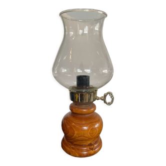 Lampe vintage années 50 en bois et verre