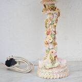 Set of 2 midcentury Italian ceramic floral table lamps