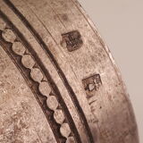 Round old silver metal towel