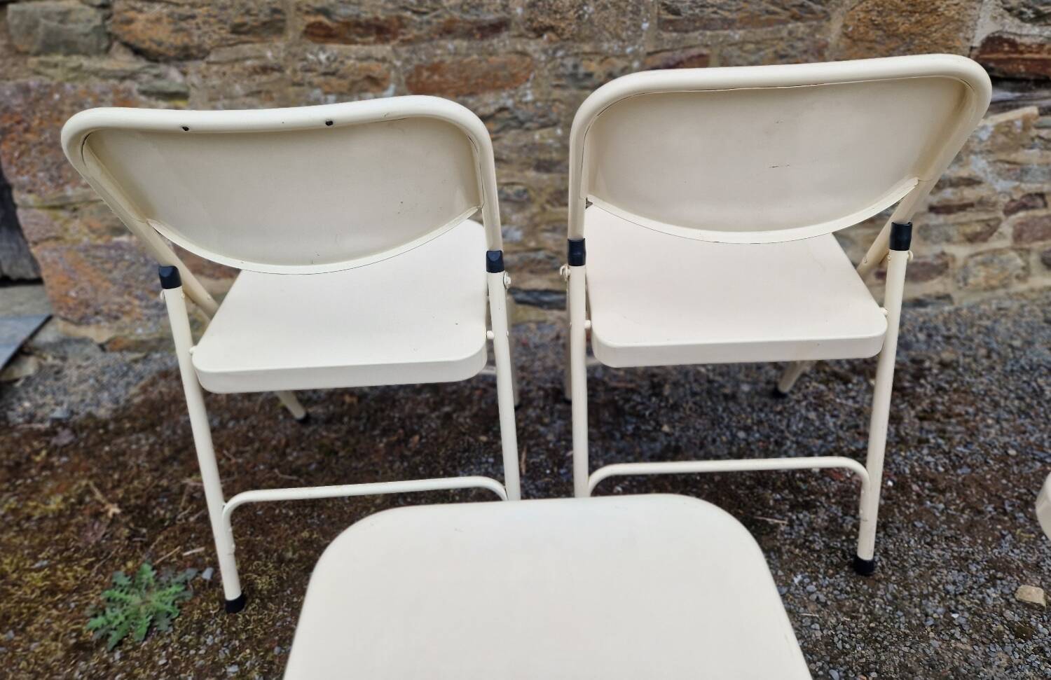 Set of 4 folding metal chairs from the 80s/90s