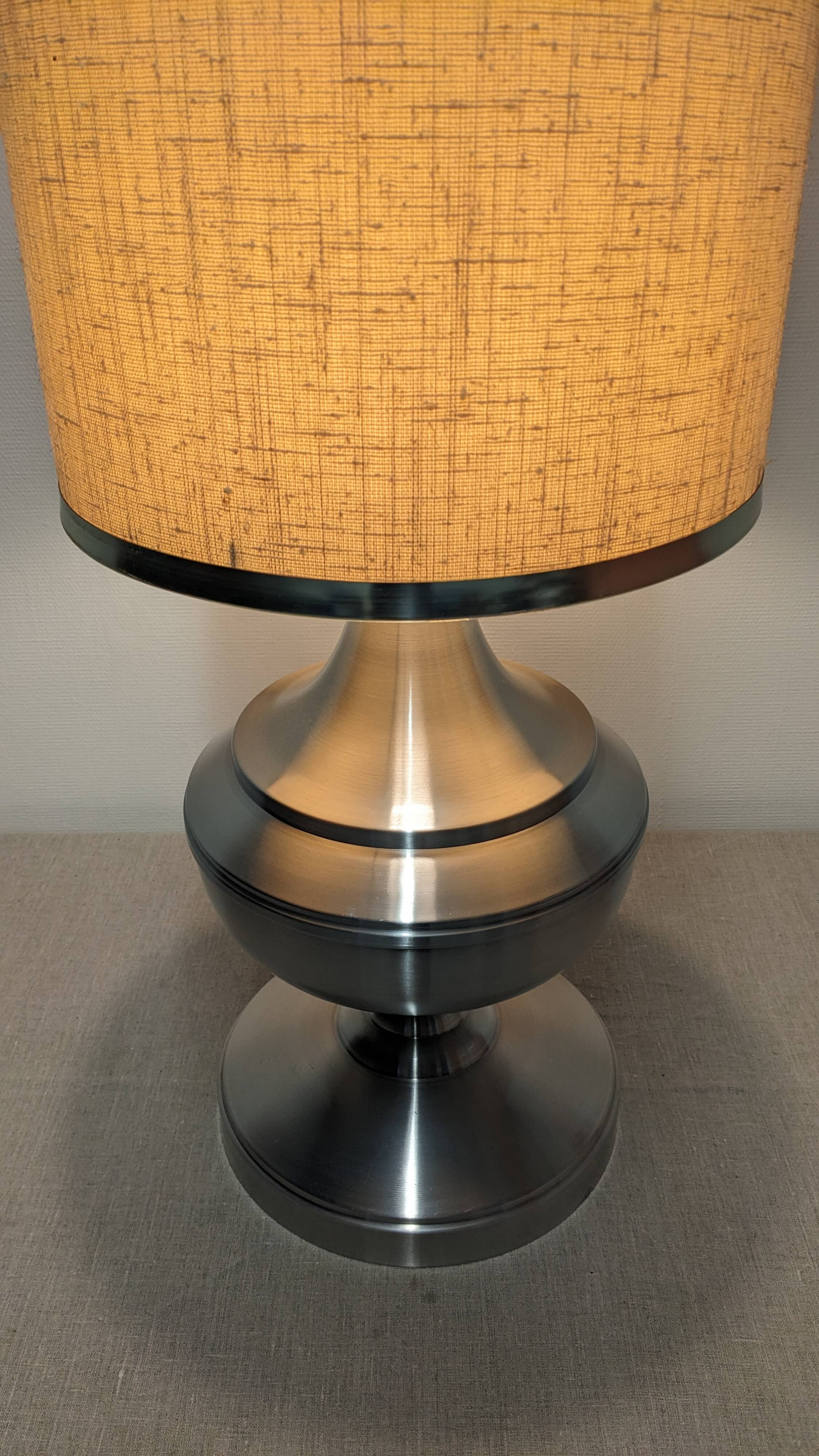 Space age XL living room lamp in brushed aluminium, France circa 1970.