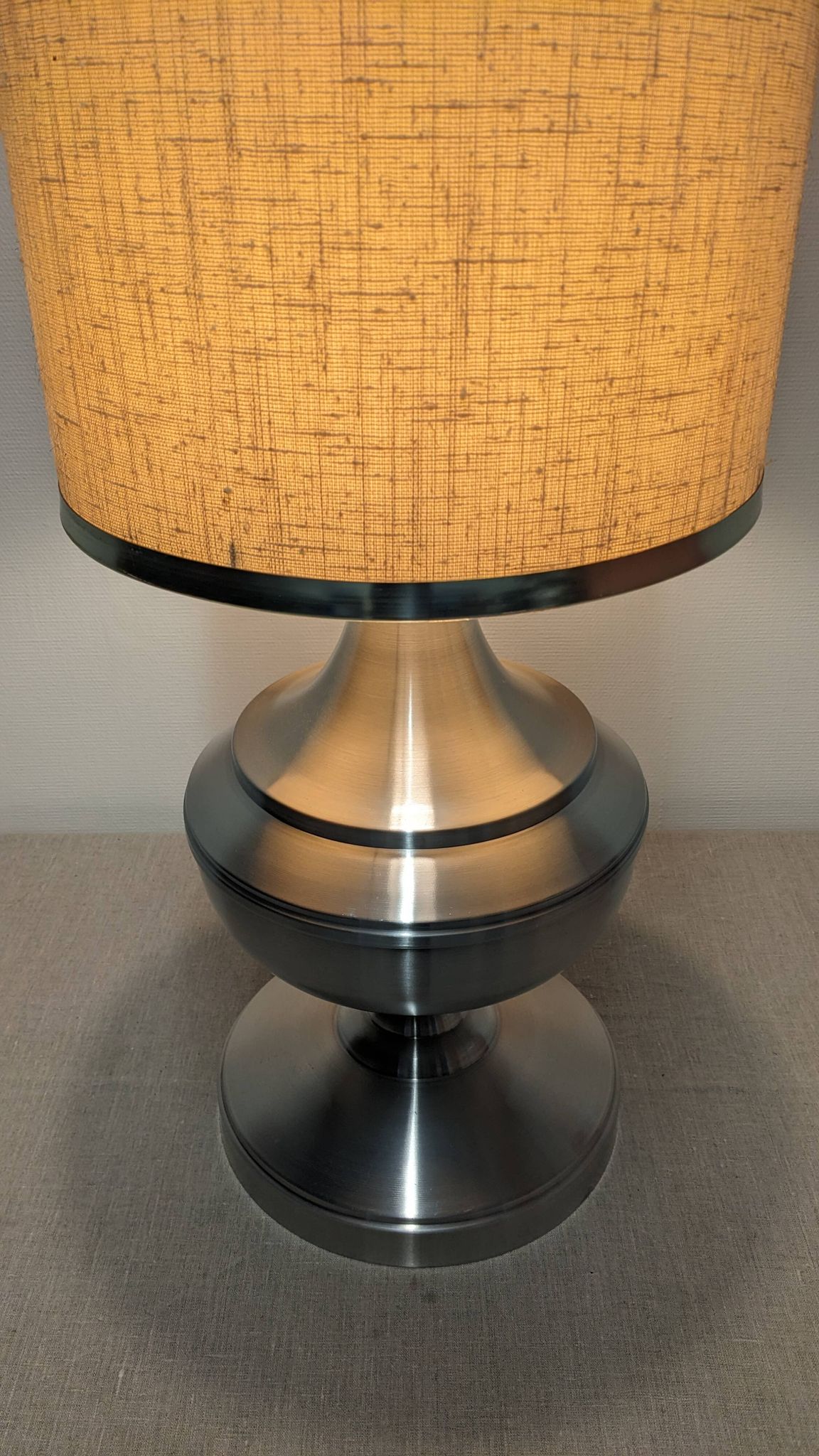 Space age XL living room lamp in brushed aluminium, France circa 1970.