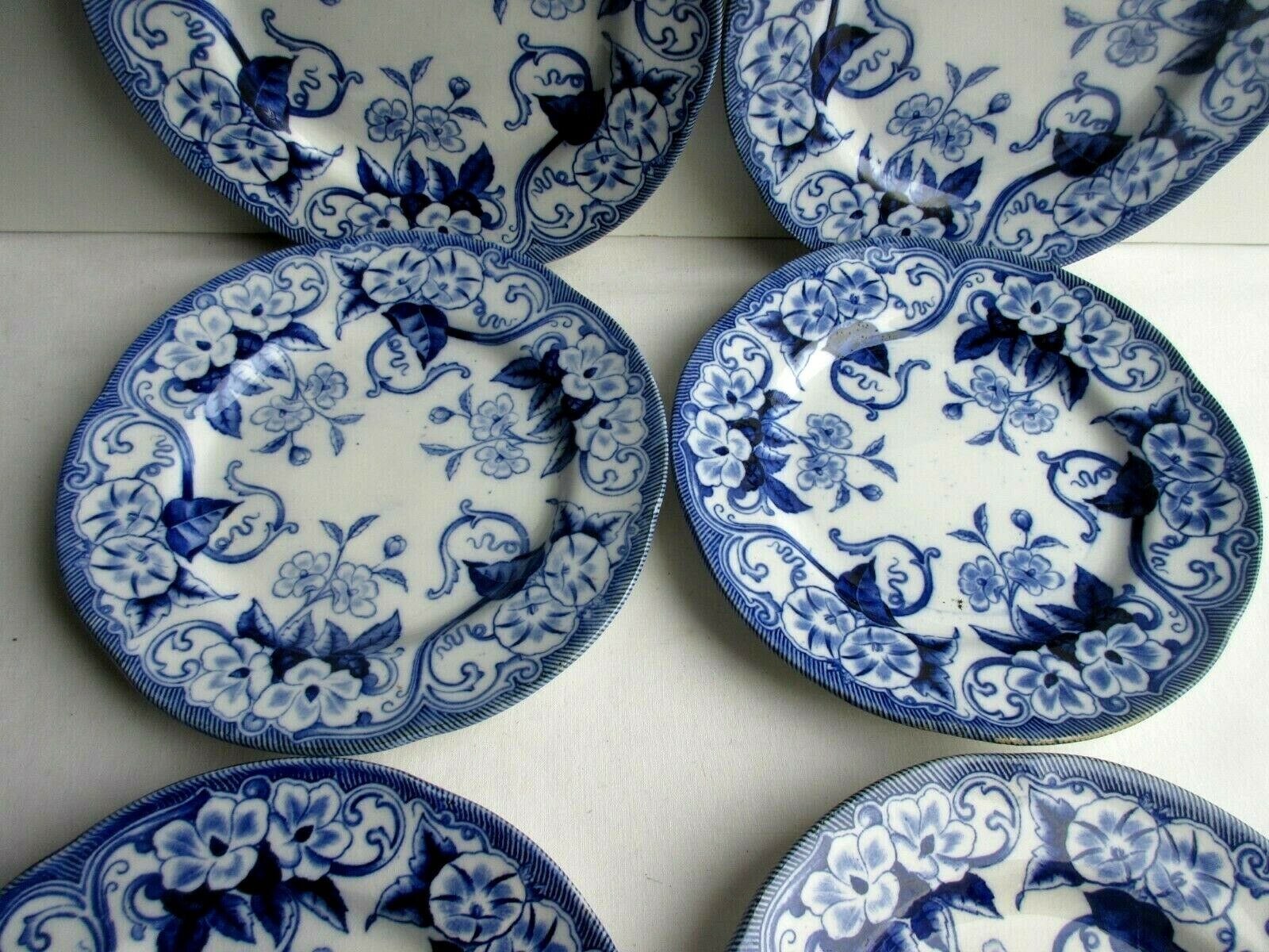 batch of 6 dessert plates Creil Montereau model Flora: Liseron