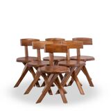 Pierre Chapo. Series of 6 model S34 chairs. 1960s.