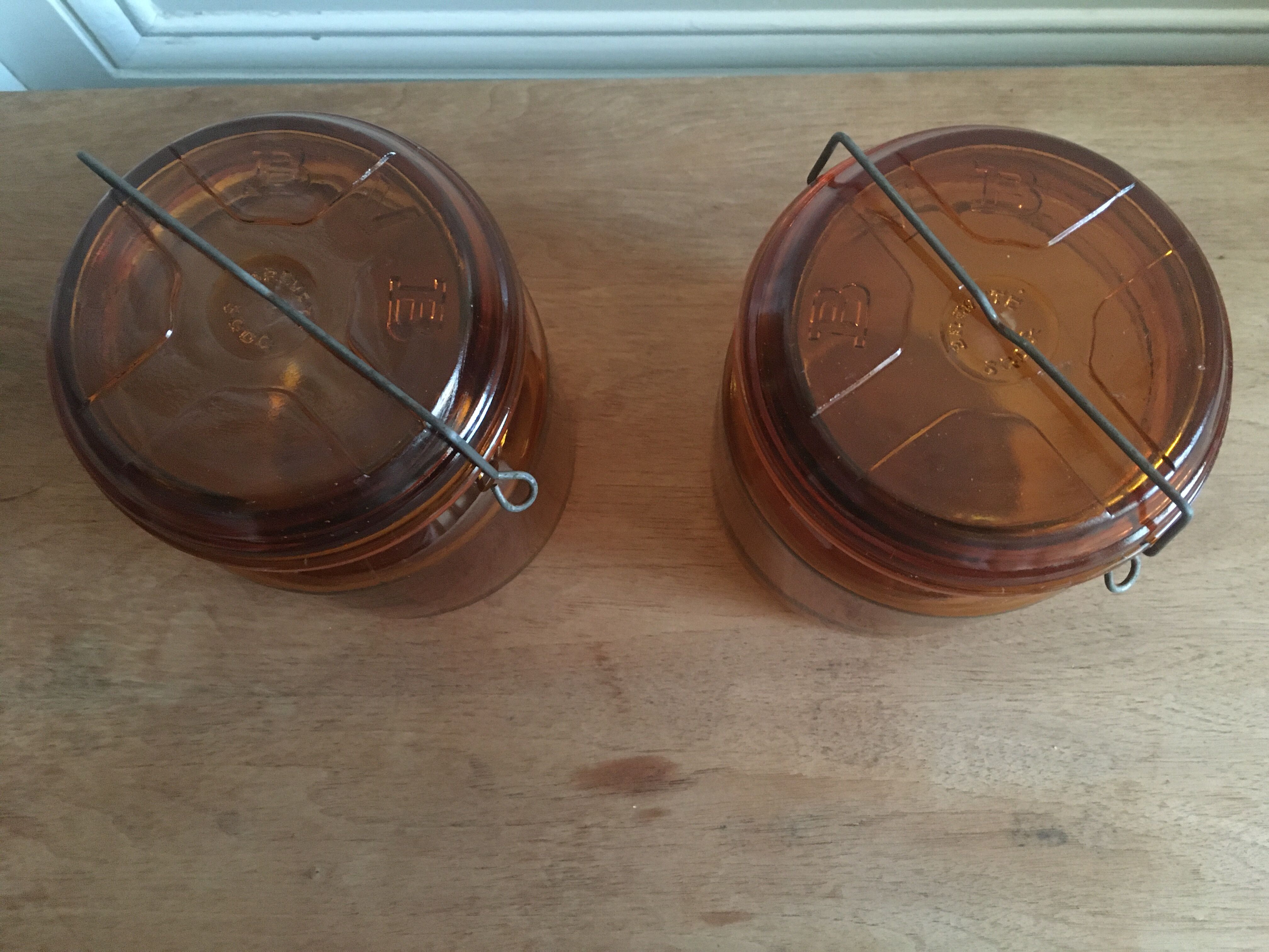 Duo of amber BVB jars