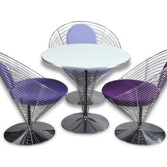 Ensemble de trois chaises et table Wire Cone de Verner Panton
