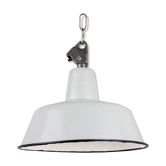 Industrial enamel lamp from Poland, bright grey, 1960