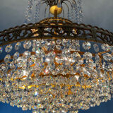 Cascade chandelier with crystal and bronze tassels