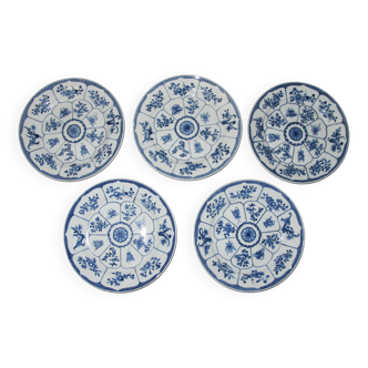 lot de 5 assiettes bleu blanc Chinoise, Chine 18è 19è siècle