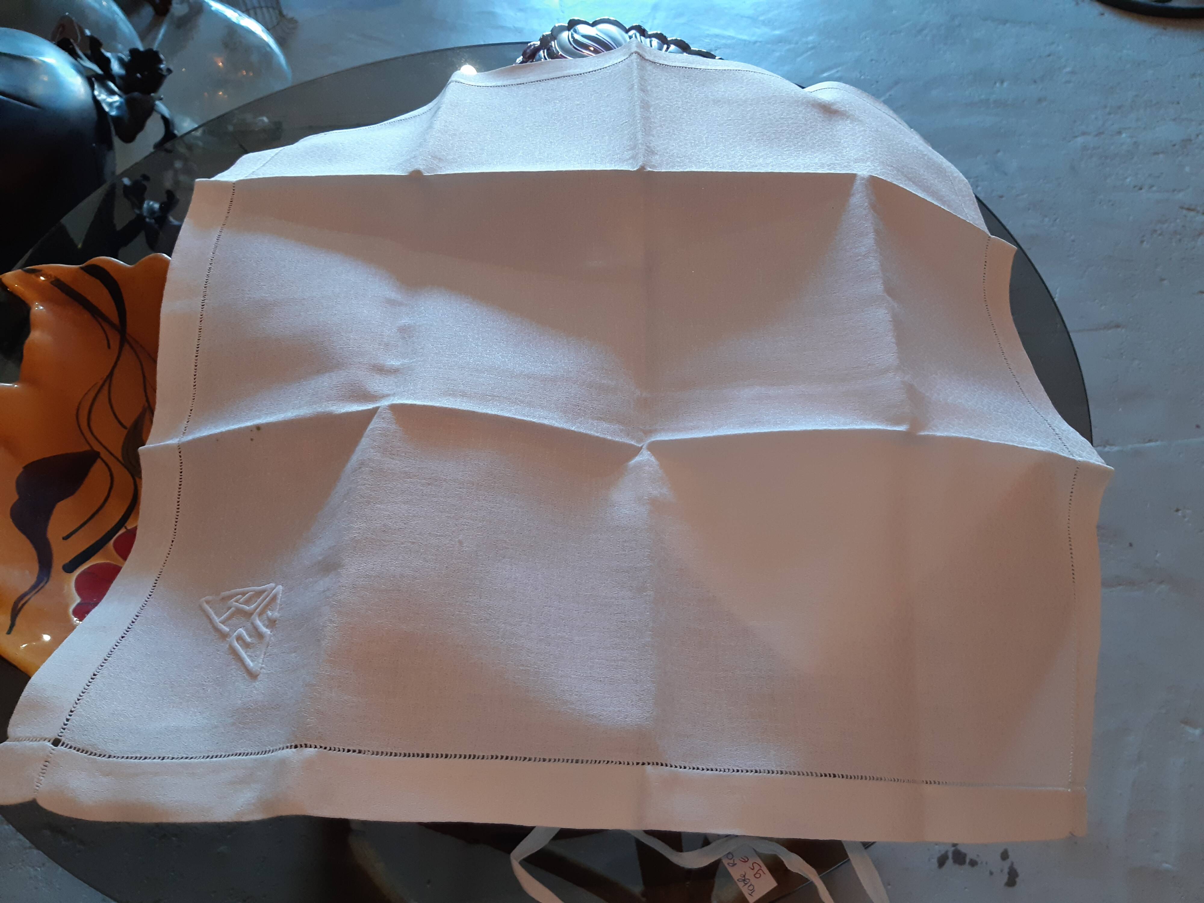 6 damask napkins, ps monogram