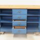 Vintage blue sideboard with 4 drawers and 2 doors - Scandinavian style Sweden 1960