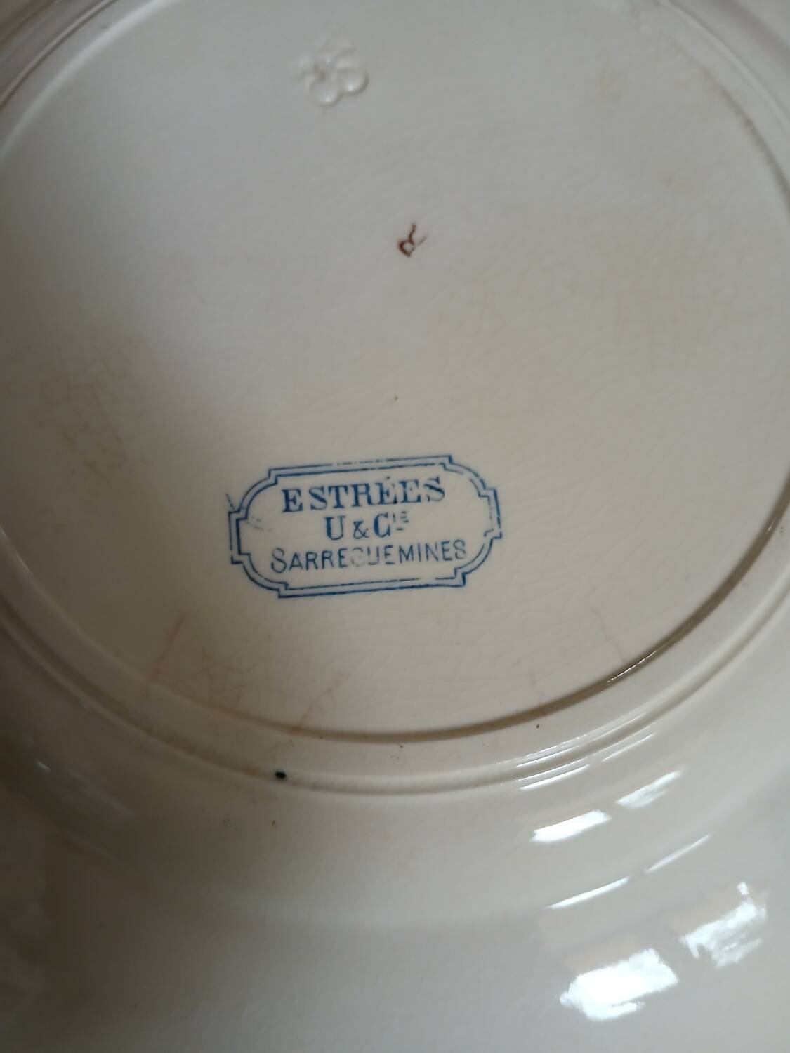 5 old flat plates in Sarreguemines ironstone