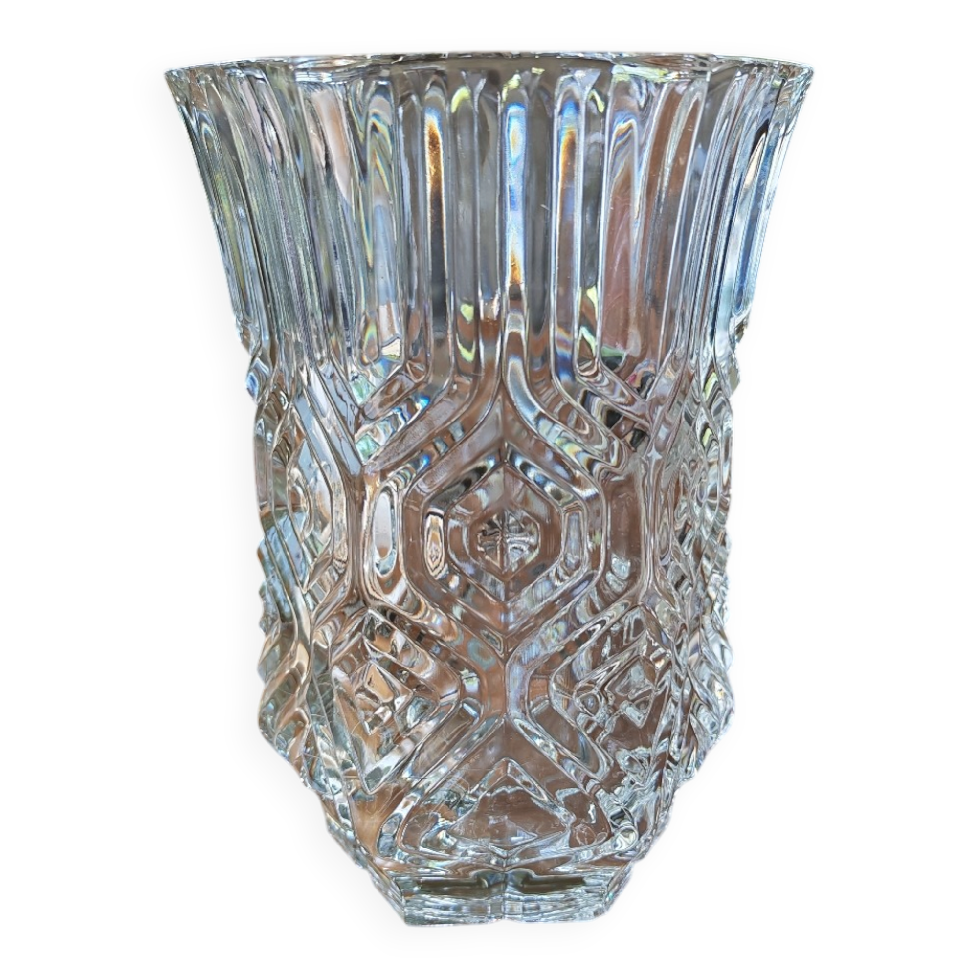 Vintage hexagonal crystal vase