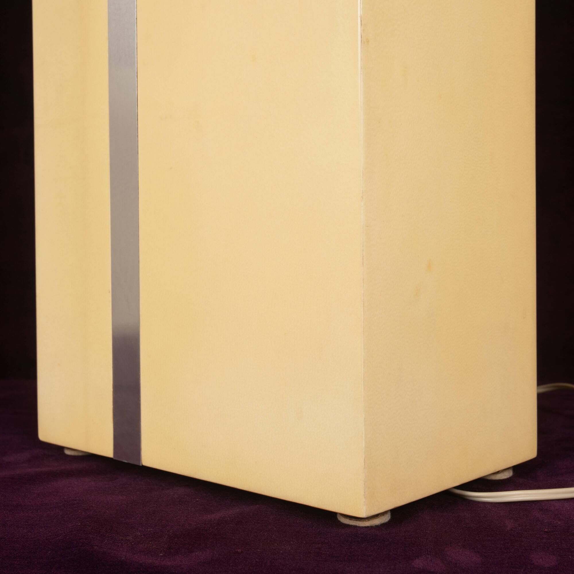 Tommaso Barbi Italian Rationalist Parchment and Metal Geometric Table Lamp