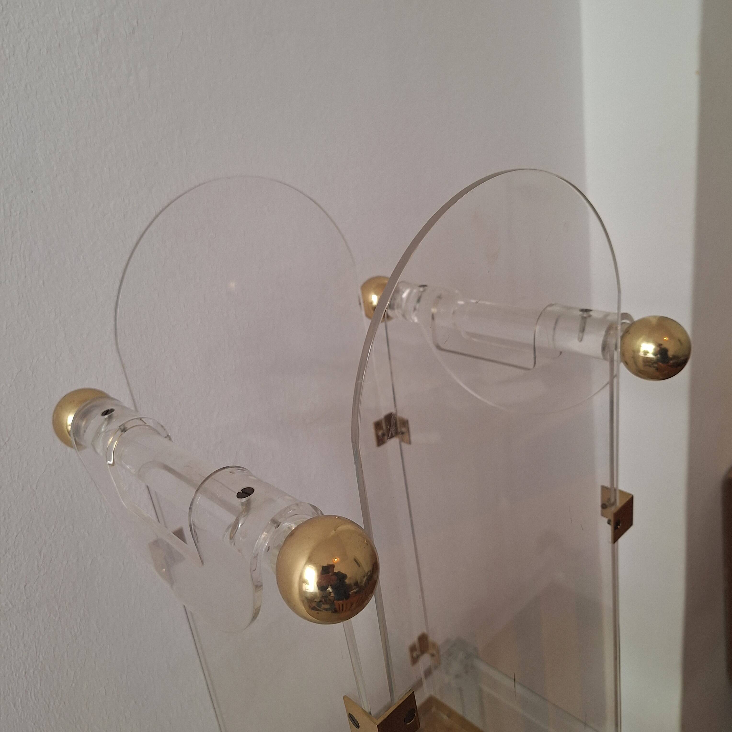 Fontana Arte inspired lucite / acrylic and brass umbrella stand, 1970s