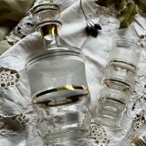 1950 liqueur service in sandblasted granite glass