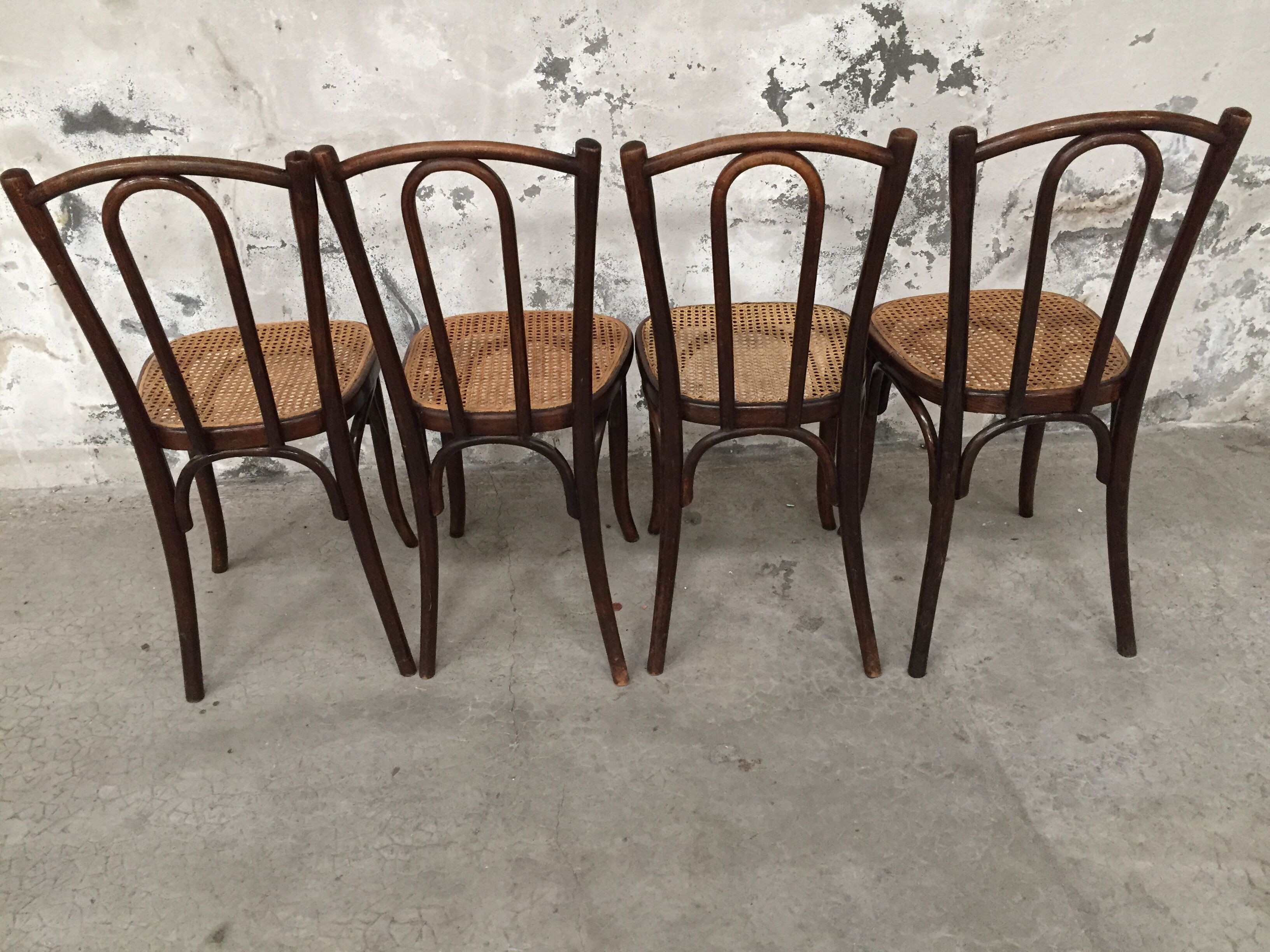 Series 4 chairs Bistro wood curved Fischel