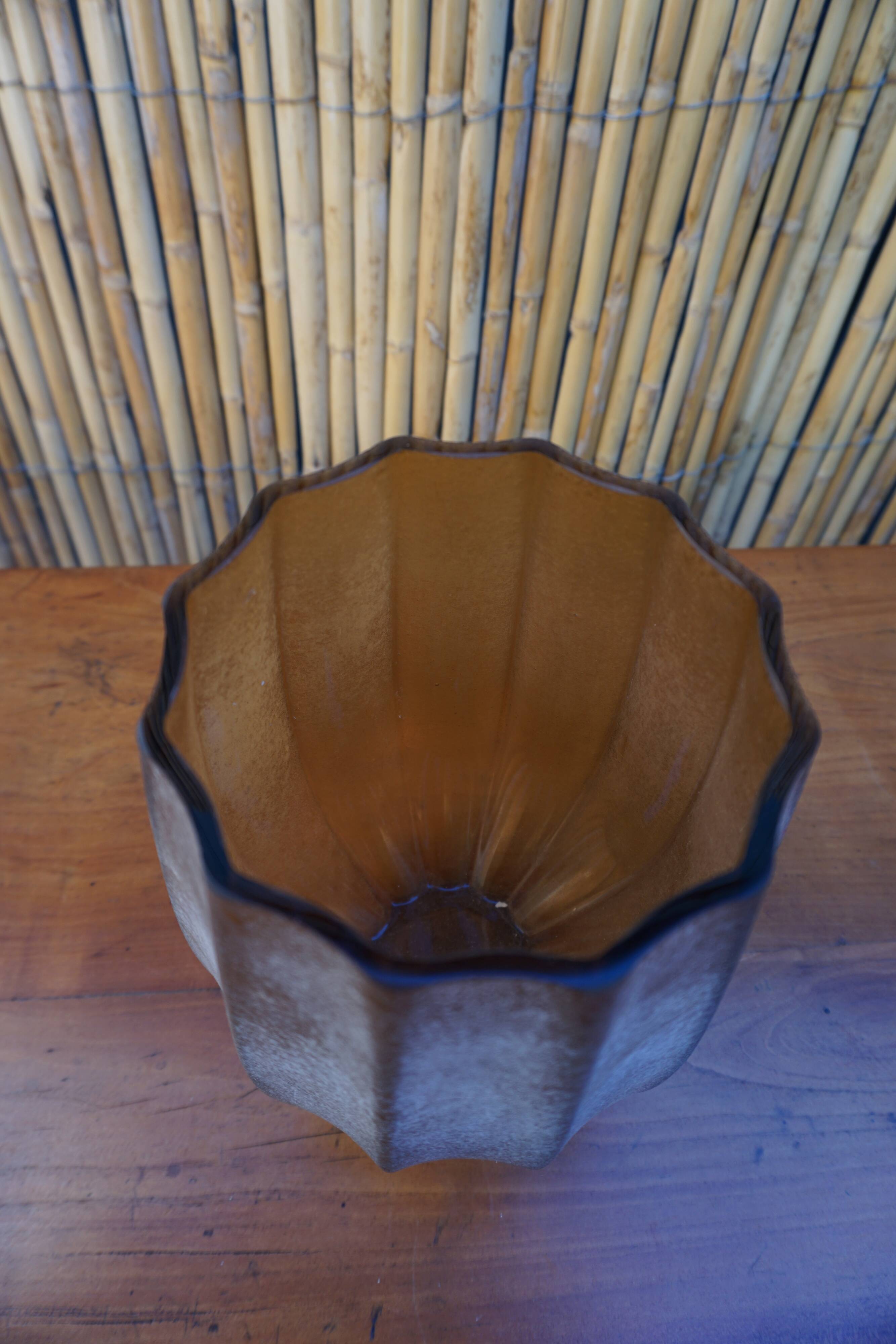 Brown frosted glass vase