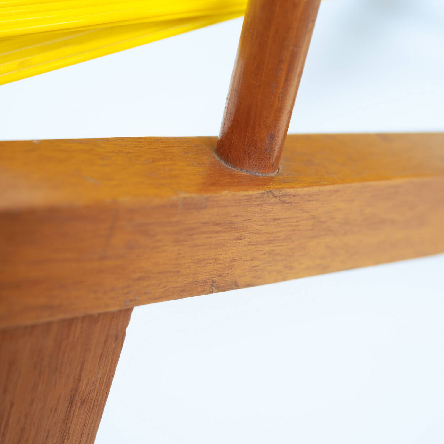 2 Yellow Spaghetti Armchairs in Beech, Garden Lounge Chairs, 1960s