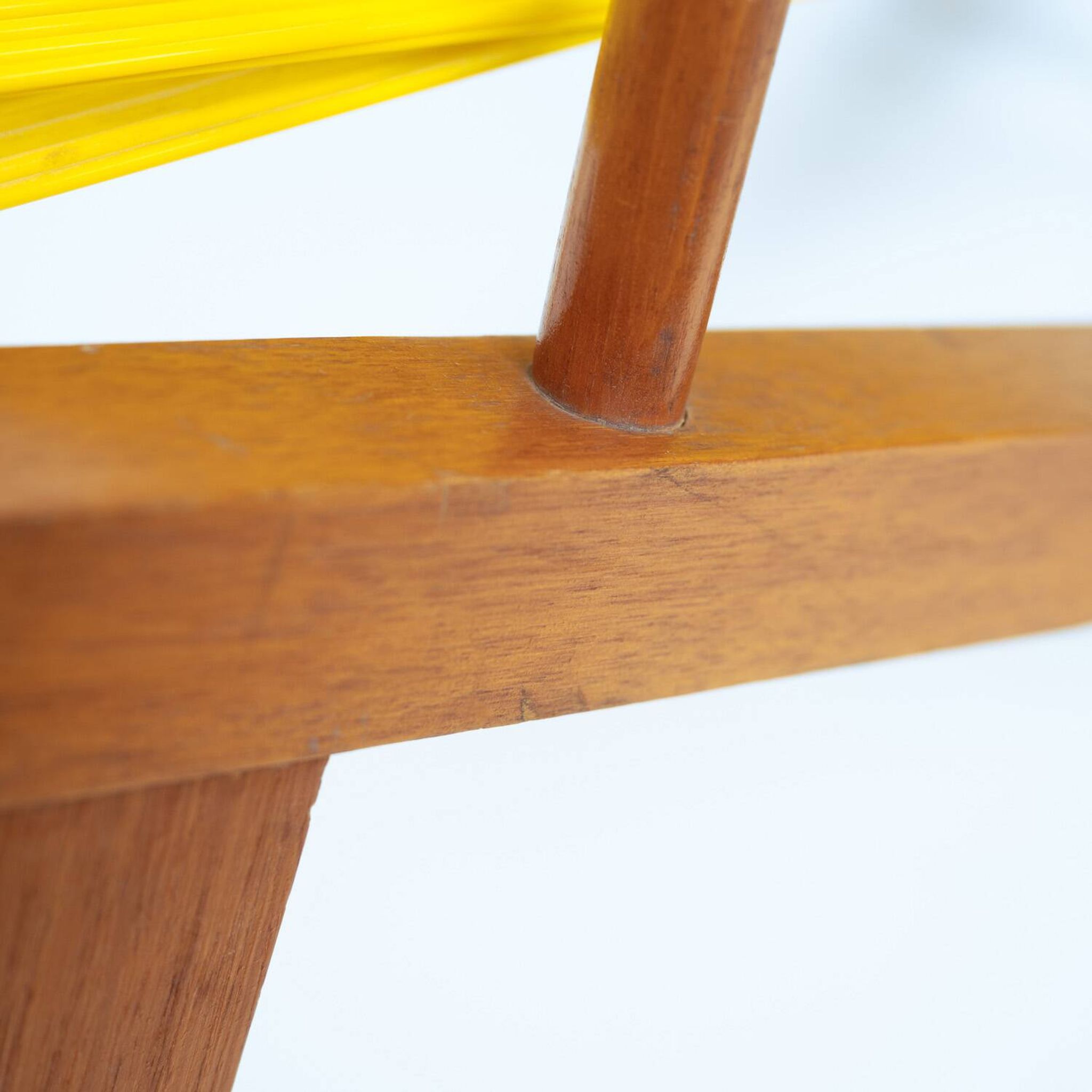2 Yellow Spaghetti Armchairs in Beech, Garden Lounge Chairs, 1960s