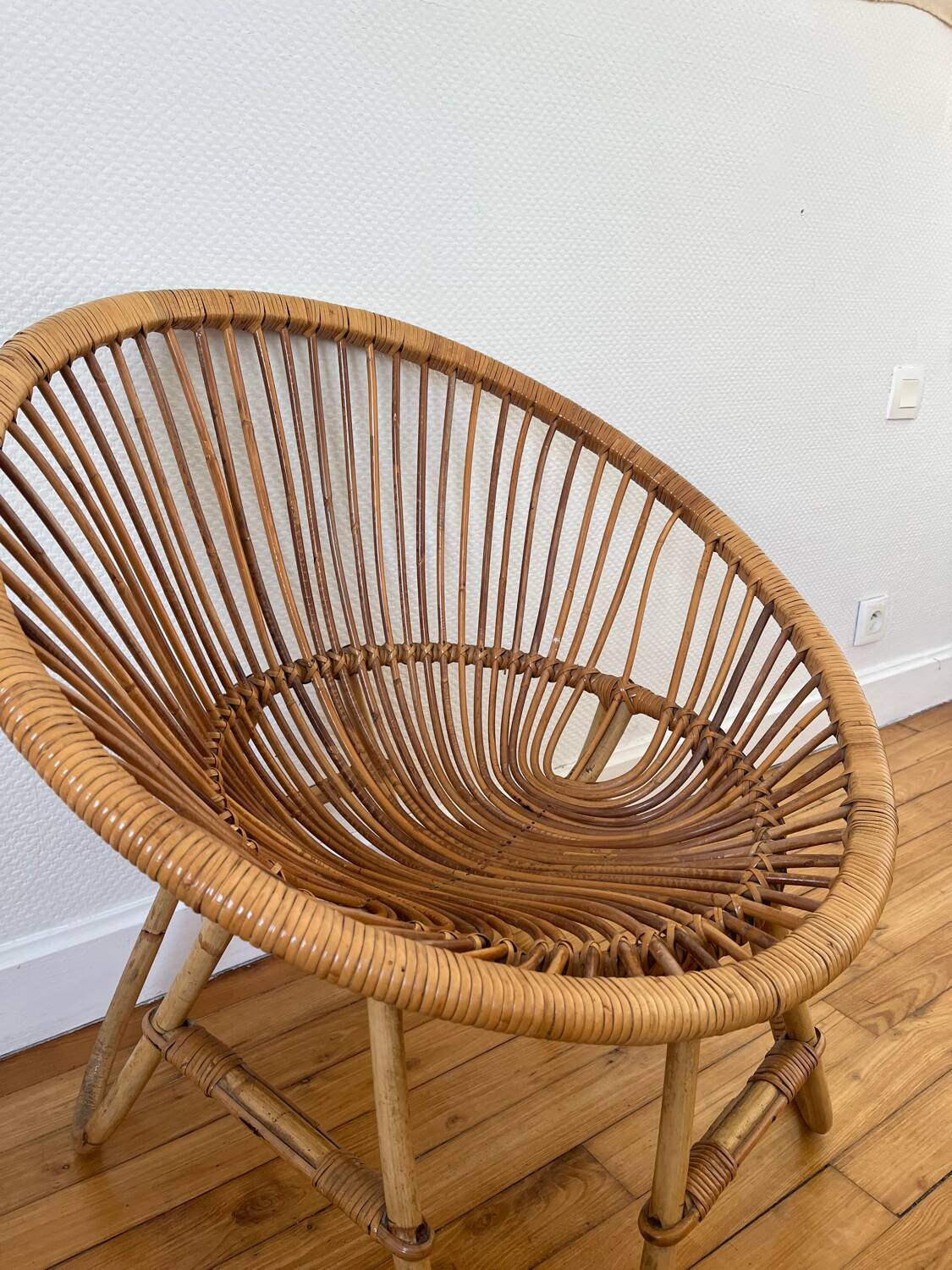 Vintage rattan basket chair